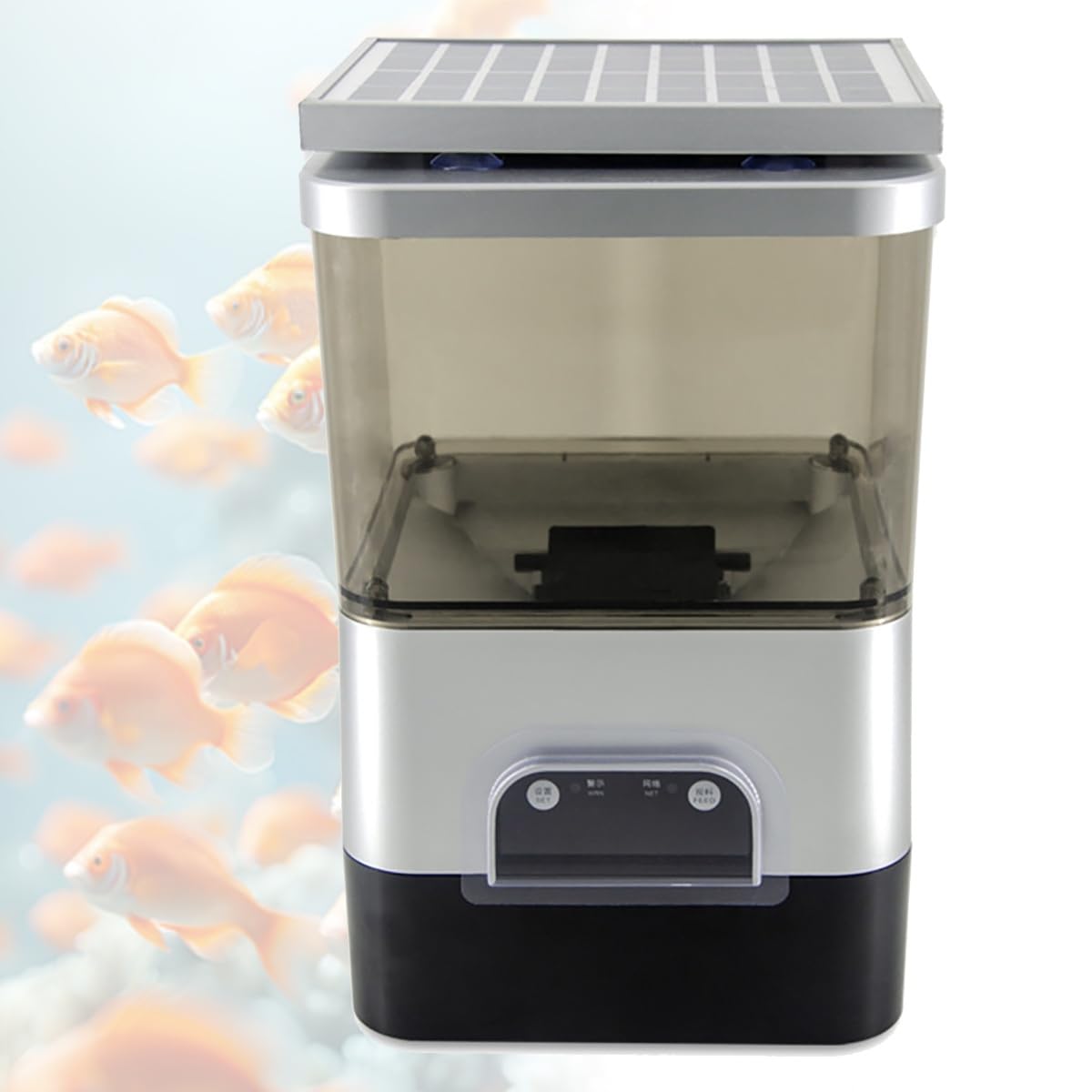 Alimentatore per pesci da laghetto, Mangiatoia Automatica per Pesci con Grande capacità di 10 Litri, Ricarica Tramite Wi-Fi e Pannello Solare, per acquari e stagni