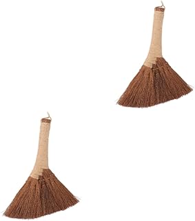STOBAZA 2 Pcs Dust Broom Pet Hair Broom Fireplace Broom House Use Cleaning Broom Household Cleaning Tool Portable Table Duster Desks Home Use Mini Broom Corn Carpet Brown Silk