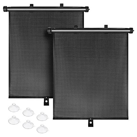 SHEEFLY Car Window Shades,2 Pack Side Window Shade for Car,Breathable Foldable Retractable Mesh Car Sun Shade Protects Baby,Kids,Pets from Sun Glare and UV Rays(BLACK) Cover