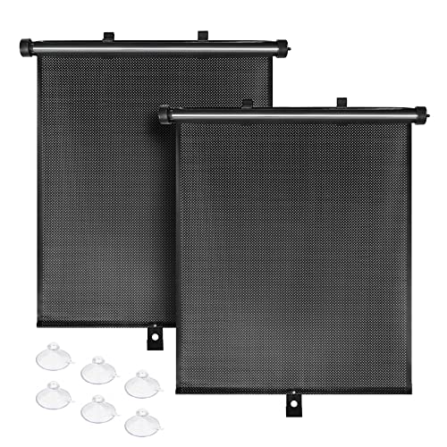 Image of SHEEFLY Car Window Shades,2 Pack Side Window Shade for Car,Breathable Foldable Retractable Mesh Car Sun Shade Protects Baby,Kids,Pets from Sun Glare and UV Rays(BLACK)