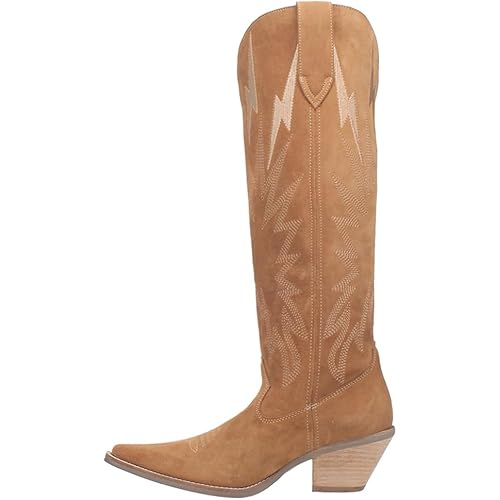 Dingo Womens Thunder Road Snip Toe Casual Boots Knee High Mid Heel 2-3" - Black