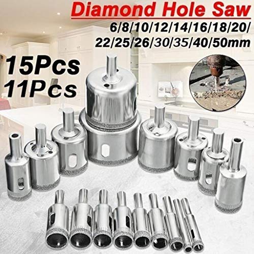 gazechimp Cortador De Broca De Diamante 6-50mm Ladrilho Cerâmico Vidro Porcelana Mármore - 15pcs 6-5