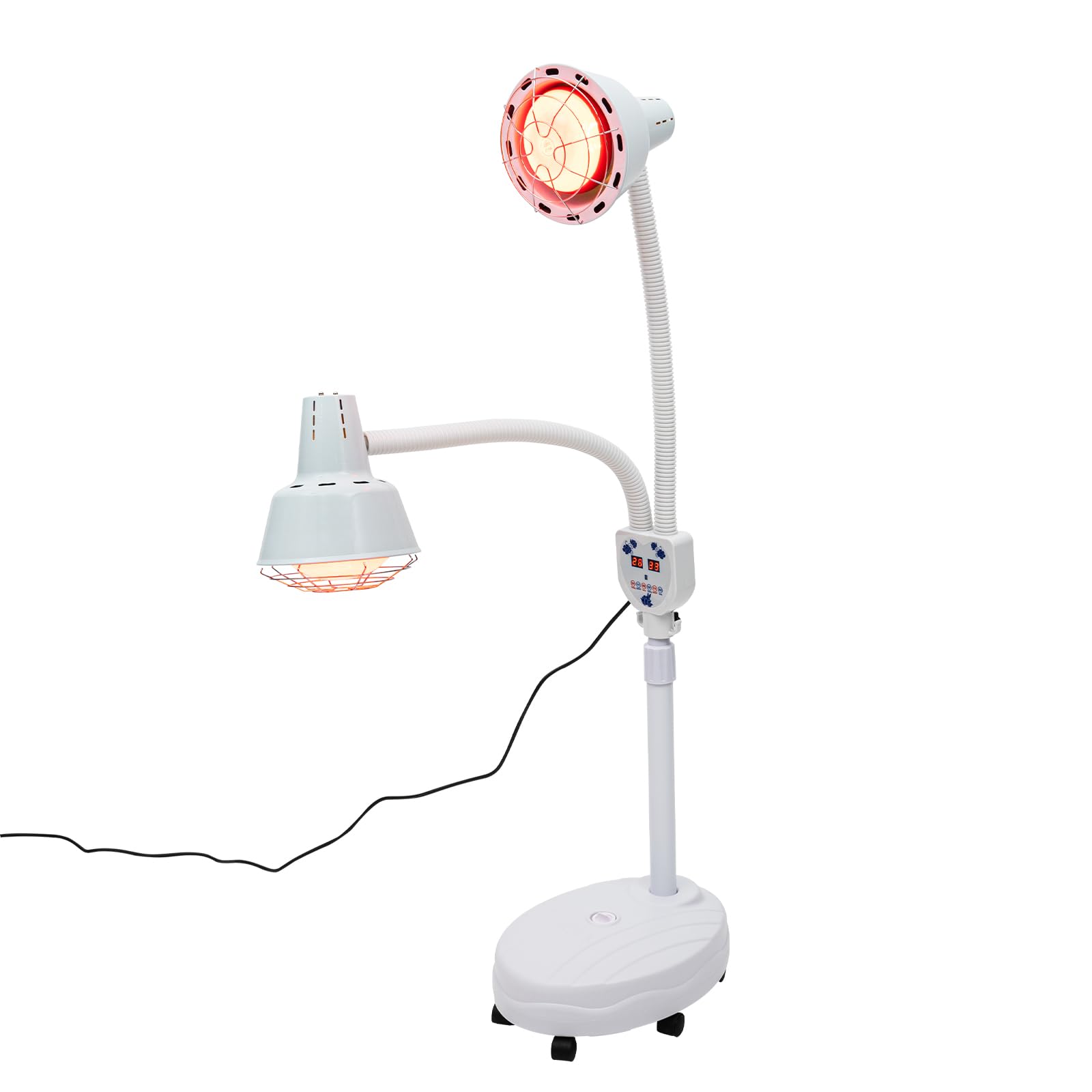 Lámpara infrarroja de 275 W, doble cabeza 360 grados de calefacción eléctrica ajustable con terapia infrarroja, lámpara de calor con soporte y mando a distancia, para el tratamiento de