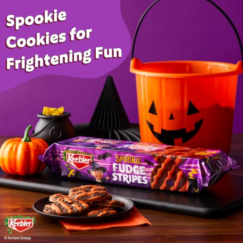Keebler Spookie Fudge Stripes, Halloween Candy, Chocolatey Vanilla Cookies, 9.5 oz - image 3