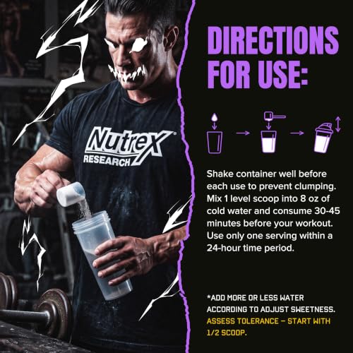 Image of Outrage Ultra HIGH STIM Pre-Workout Powder for Men | 400mg Caffeine, L-Citrulline, Beta-Alanine, Creatine | Extreme Energy, Focus, Strength & Endurance (30 Servings, Frosty Grape)