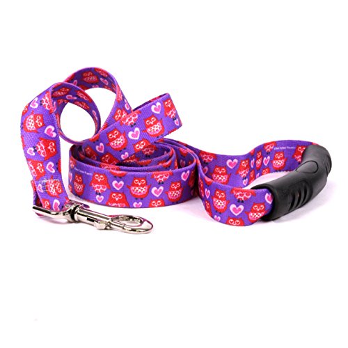 Image of Yellow Dog Design Valentines Owls EZ-Grip Dog Leash-with Comfort Handle-Small /Medium-3 /4 and 5 feet (60 inch)