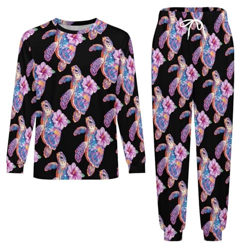 Tie Dye Sea Turtle Pajama Set Long Sleeve Lounge Sets Sleepwear 2 Pjs Nightwear for Men Women3
