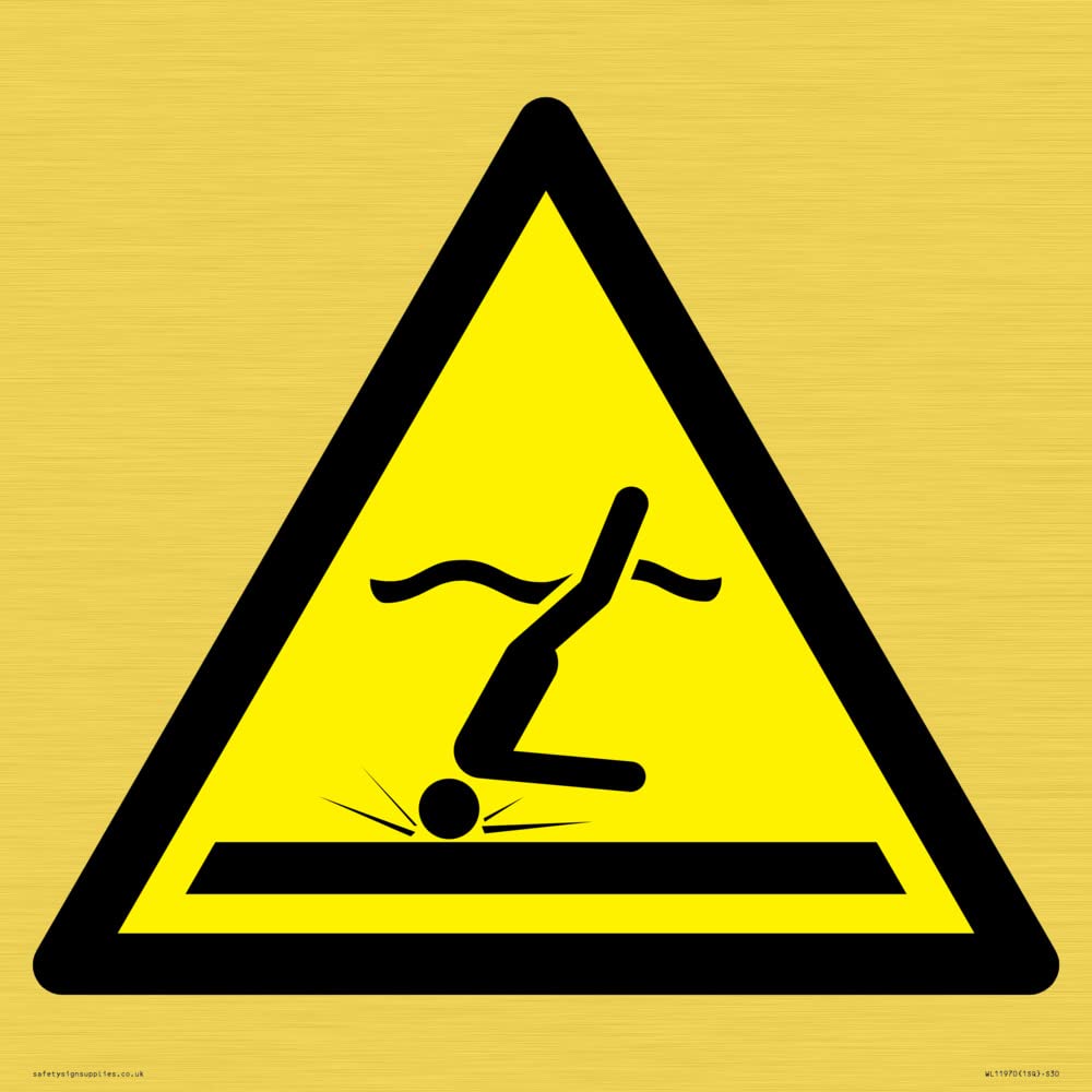 W048 Warning: Shallow water (diving) Sign - 300x300mm - S30