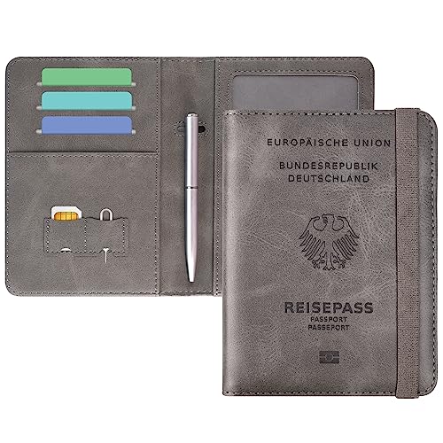 DMLuna Reisepasshülle, Premium-PU-Leder, Reisepass-Brieftasche,...
