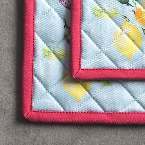 Maison d' Hermine Pot Holders Set 100% Cotton Heat Resistant Potholders 20 cm x 20 cm Hot Pads with Loop for Cooking Baking Handling Hot Pans Gifts for Mothers Day (Pack of 2 - Image 2