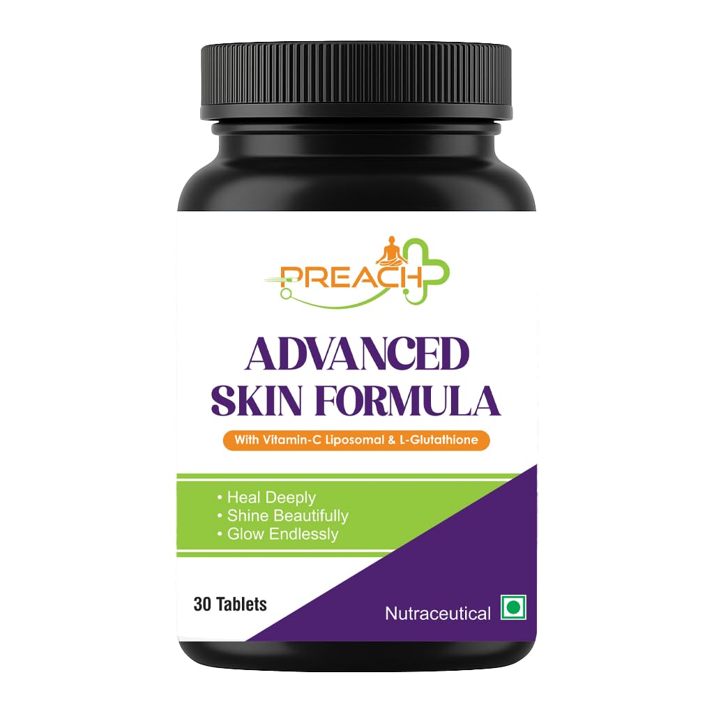Advanced Skin Formula with Liposomal Vitamin C, Glutathione, CO Enzyme Q10, Astaxanthin, Vit D3 K2 MK7, For Aging Signs For Pigmentation, Dull & Uneven Skin Tone - 30 Capsules