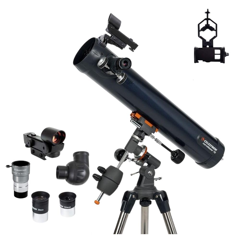 Celestron AstroMaster 76EQ Telescope Include Omni 2X Barlow Lens and Smartphone Adapter-image-16