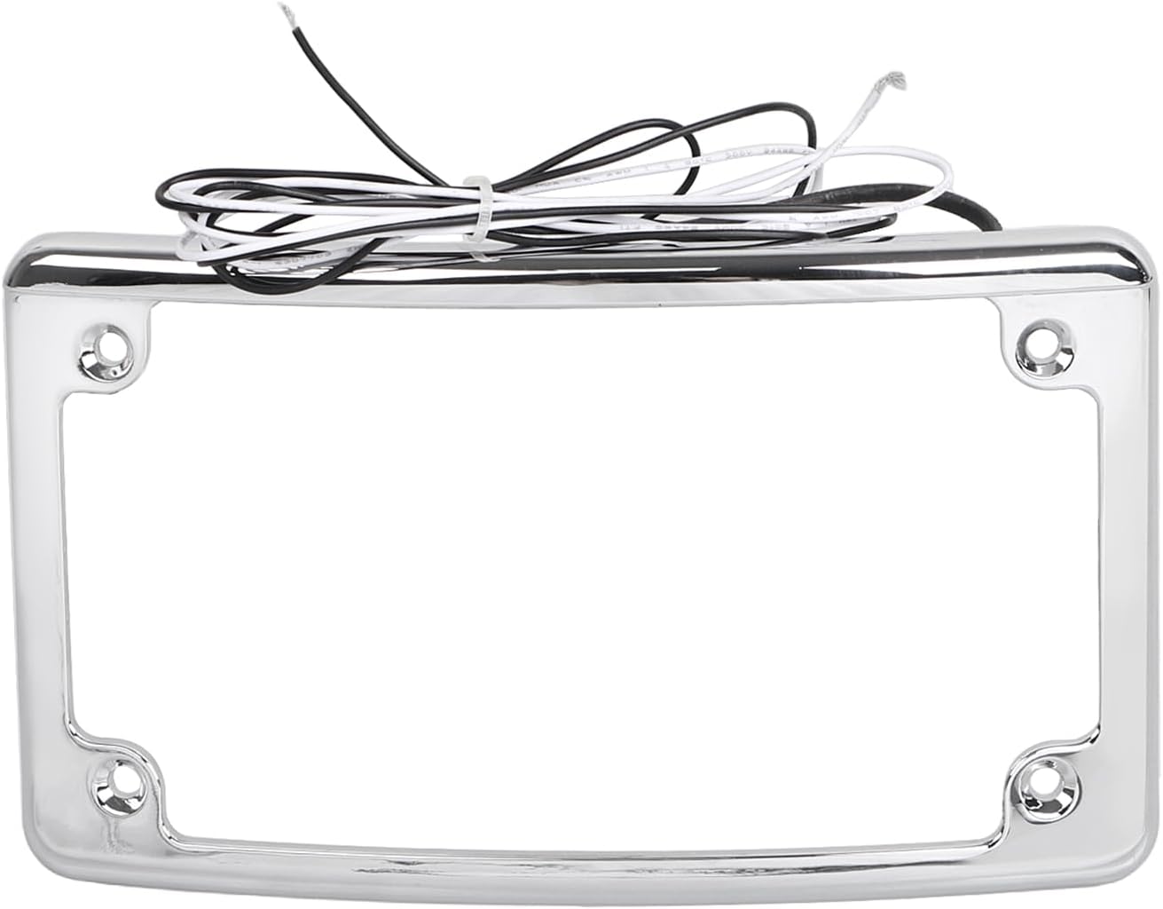 Aluminum Chrome Curved License Plate Frame w/LED Light Fit for Harley Touring Road King Electra Road Street Glide Dyna Softail