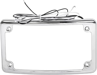 Aluminum Chrome Curved License Plate Frame w/LED Light Fit for Harley Touring Road King Electra Road Street Glide Dyna Softail