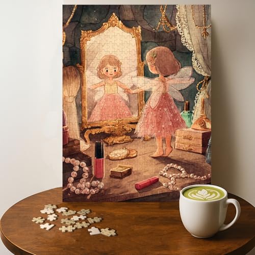 Makeup Table Fairy Goddess Jigsaw Puzzle - 500 Pieces Wooden Puzzle for Adults, Wall Art Gift, Finished Size: 20 x 15 Inch