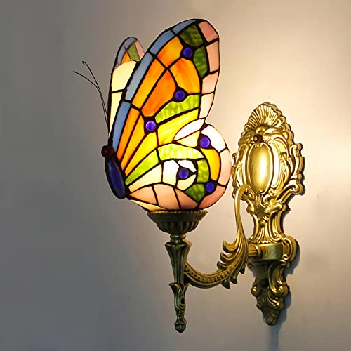 Lámpara de Pared con Forma de Mariposa Estilo Tiffany Multicolor 2