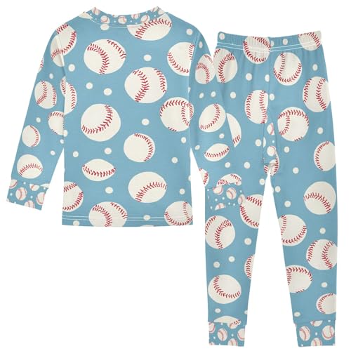 senya Baseball with Dot Blue Pajamas Set Long Sleeve Soft Cotton Sleepwear 2 Piece2