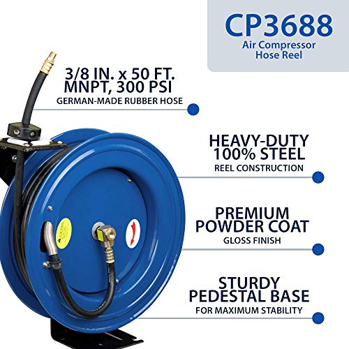Cyclone Pneumatic Cp3688 Retracable Air Hose Reel, Blue #TOP2
