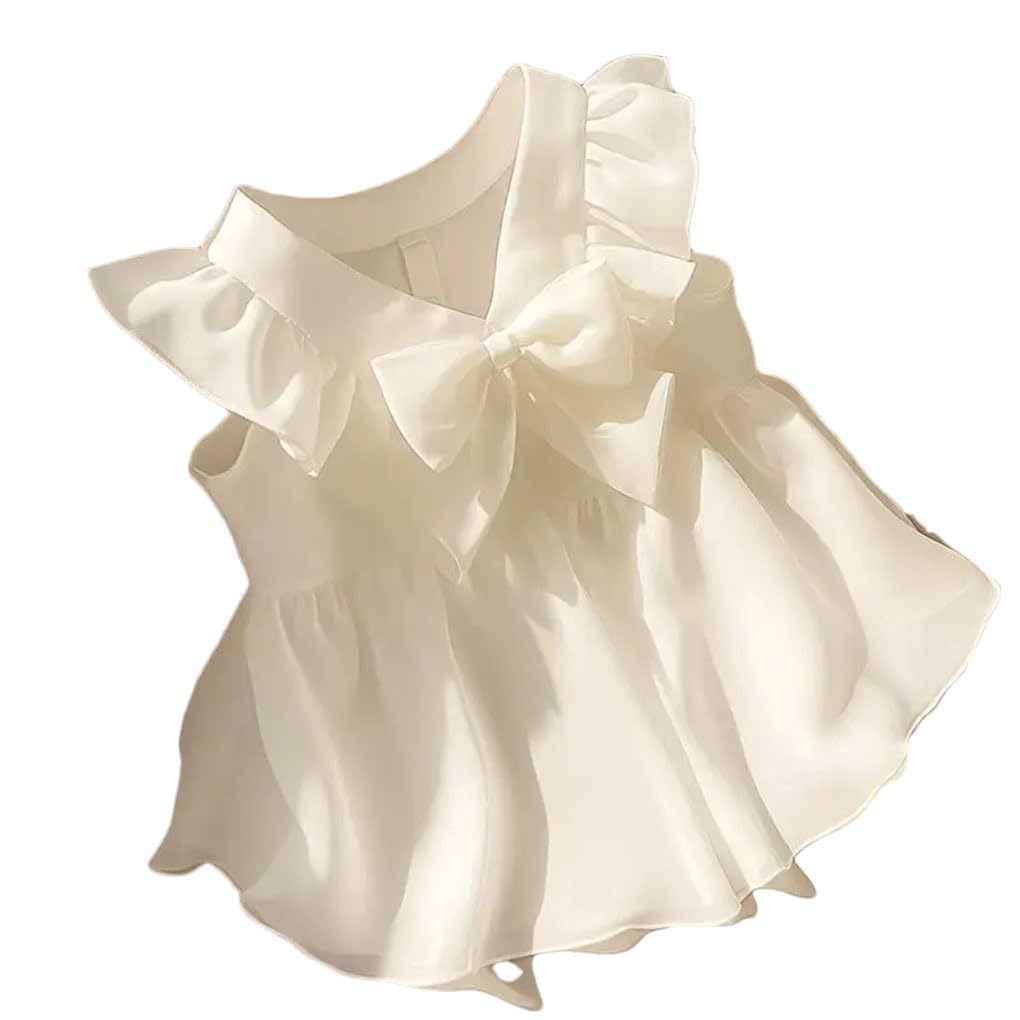 Camicia da donna senza maniche in chiffon con fiocco dolce scollo a V camicia slim fit top per le donne sul posto di lavoro