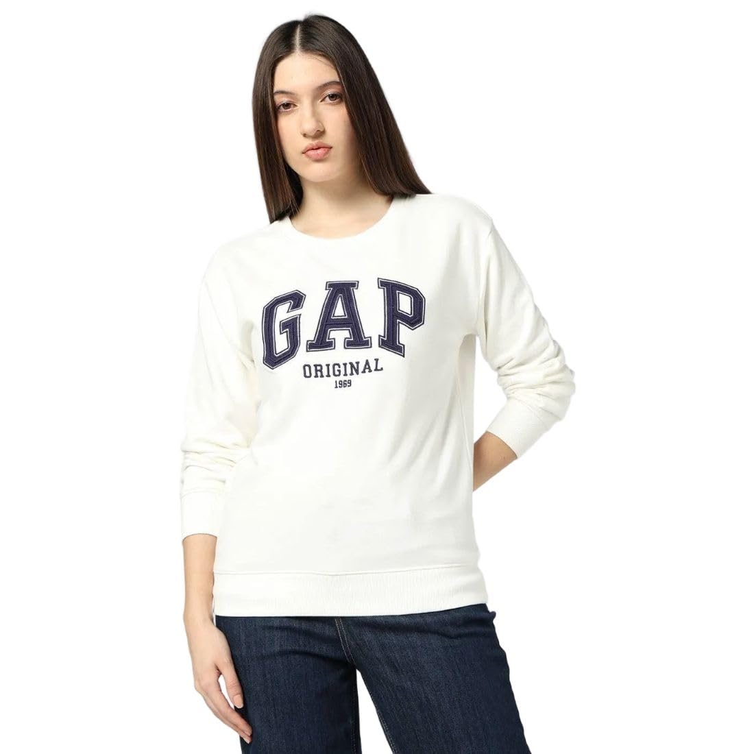 gap Women's Embroidered Relaxed Crew Regular Sweatshirt, Black, XS-picture-27