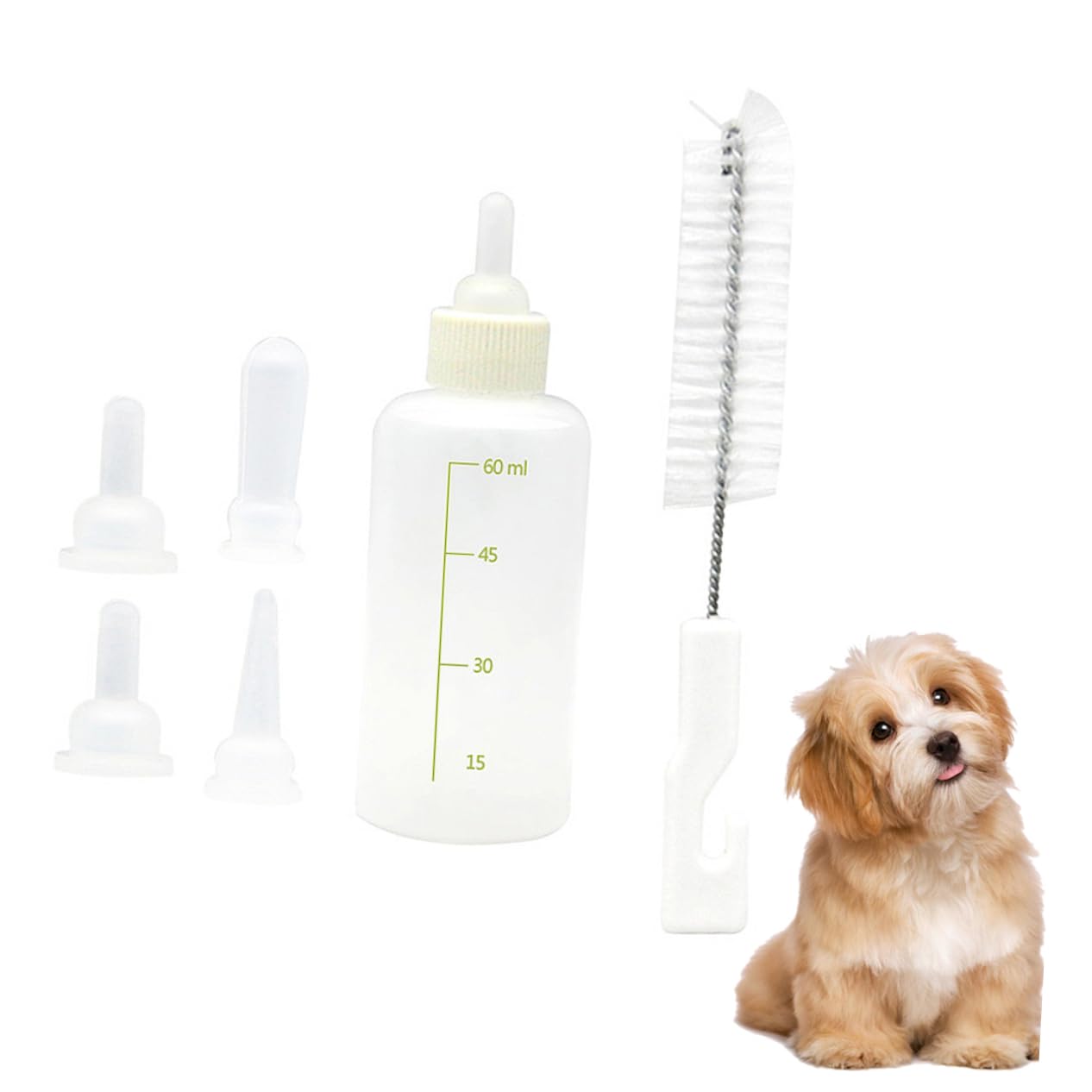 Beavorty 6 Set di Biberon per Animali Domestici per Gattini Biberon in Silicone per Lallattamento Biberon per Animali Domestici Biberon Portatile con Bilancia
