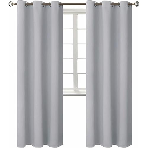 BGment Blackout Curtains for Living Room - Grommet Thermal Insulated Room Darkening Curtains for Bedroom, Set of 2 Panels (42 x 84 Inch, Light Grey)