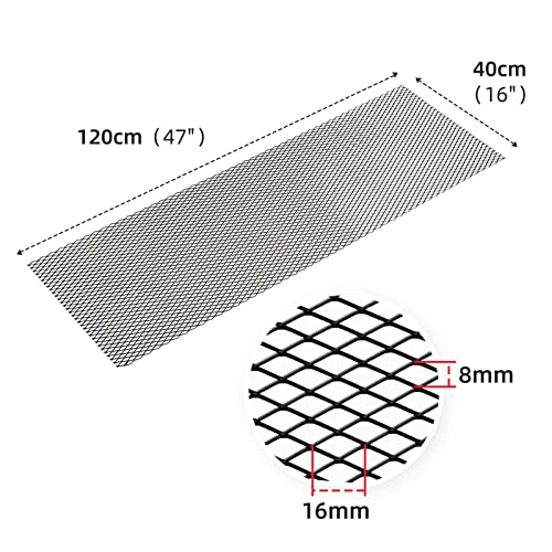 Image of AggAuto 47x16 inches Car Pickup Truck Grill Mesh Spoiler Bumper Vent Aluminum Alloy Automotive Grille Insert Air Intake Racing Rhombic Hole 8x16mm Black