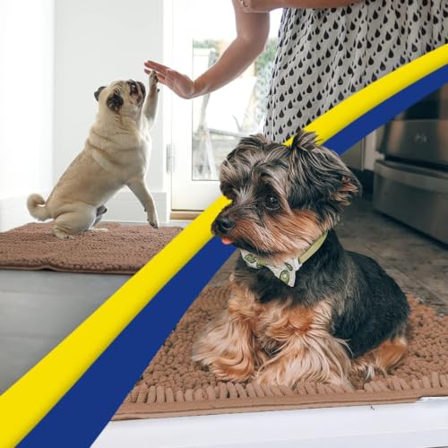 Image of Muddy Mat | Super Water Absorbent Door Mat Indoor, Microfiber Quick Dry Chenille Entryway Rug, Slip Resistant Front Door Mat, Indoor Mats for Entryway, Machine Washable Pet Rug, Mocha 32 inch x 40 inch