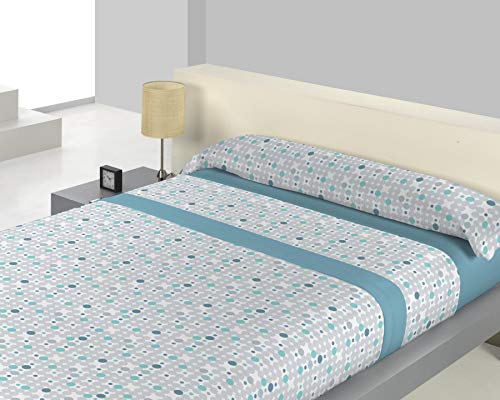 GURUGU - Juego sábanas térmicas HELUA. Cama 135 cm. Turquesa