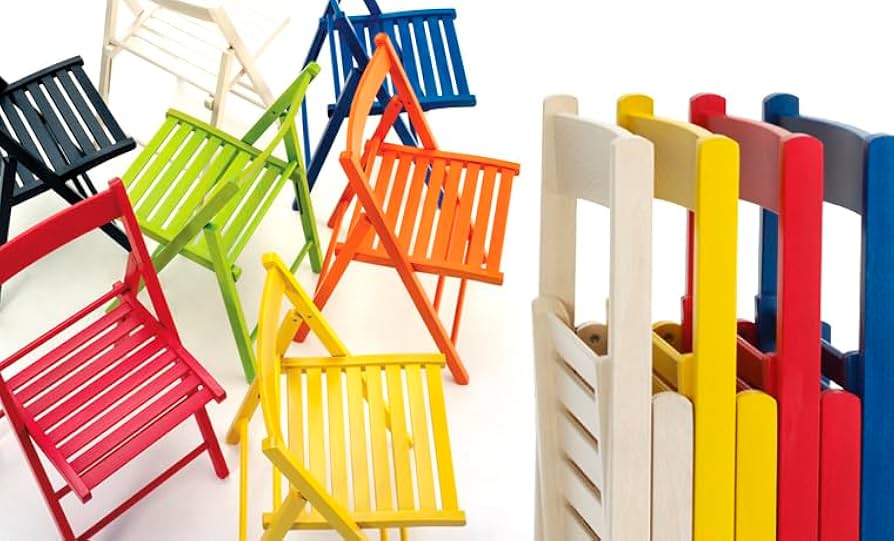 Sedia Pieghevole In Legno Di Faggio Stile Birreria - Arancione Per Interni Ed Esterni