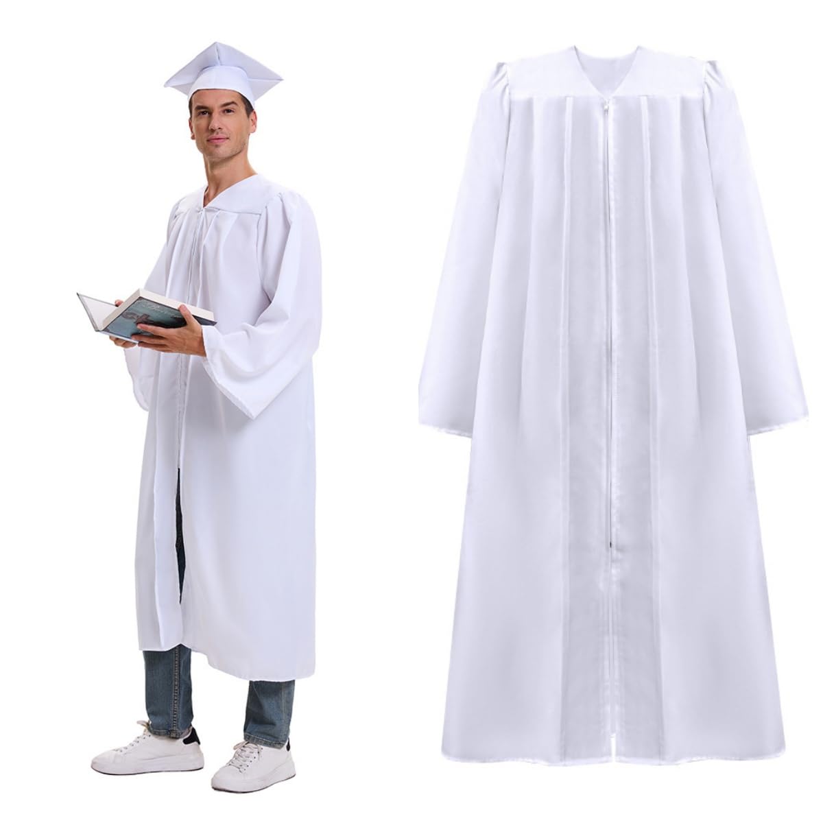 Miss Wendy Robe Gown, White, Chorus, Adult, Christmas, Unisex Choir, Ceremony, White Costume, Coordinating Costume, Commemorative, Drama, Recital, M/L/XL/2XL/3XL X-Large