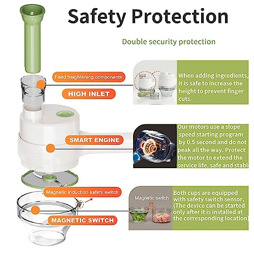 4 in1 Handheld Electric Vegetable Cutter Slicer Garlic Mud Masher USB Wireless Chopper Cutting Pressing Mixer Food Slice for Garlic Pepper Chili Onion Celery Ginger Meat - Image 5