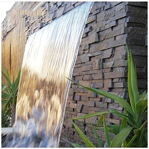AWWXJ Stainless Steel Waterfall Outlet Rectangular Pool Fountain With LED Light Cascade Of Waterfall Blades for Swimming Pool And Garden (Color : Blue, Size : 1m/3.3FT) Cover
