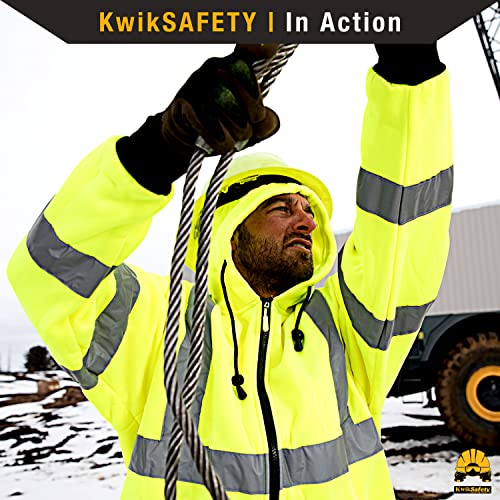 Kwiksafety - Charlotte, Nc - Patrol Safety Jacket - No Fuzz Balls - Class 3 Ansi Tested Osha Compliant Reflective Mens Fleece Hoodie / Yellow 2Xl #TOP7
