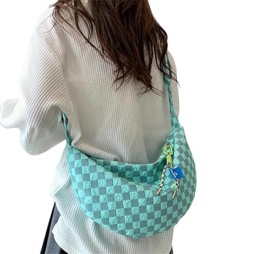 SVEETTOP Tote Bag Plaid Women Messenger Bag Half Moon Crescent Bag Casual Tragbar Einfach Einfach-Blau