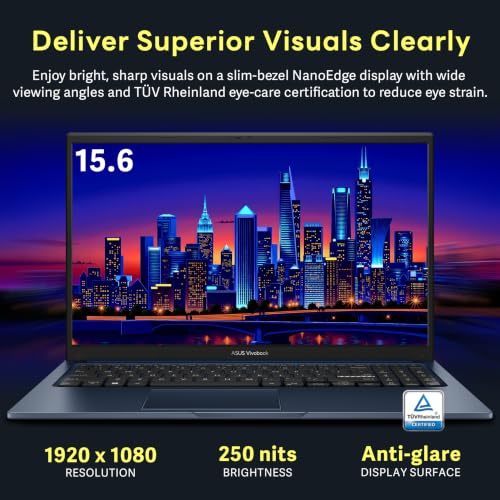 Image of ASUS Vivobook 15.6 inch FHD Business Laptop, Intel Core 3 100U, 8GB DDR5, 1.12TB Storage (128GB SSD + 1TB Docking Station Set), Intel Graphics, Number Pad, 720p Webcam, Wi-Fi 6, Win 11 Pro, Quiet Blue