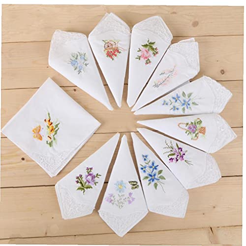 Ayrsjcl 6 Stücke Vintage Baumwolle Damen Bestickte Spitze Taschentuch Frauen Floral Hanky Cover