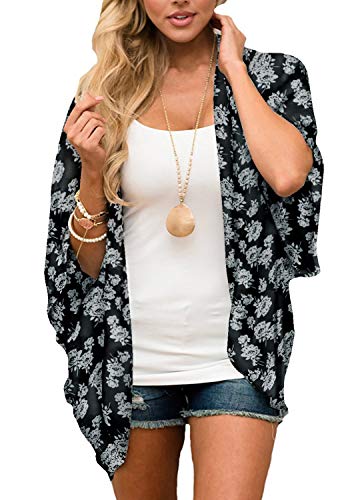 Image of CASURESS Women's Cardigan-Sheer Kimono Loose Summer Floral Print Cover Ups
