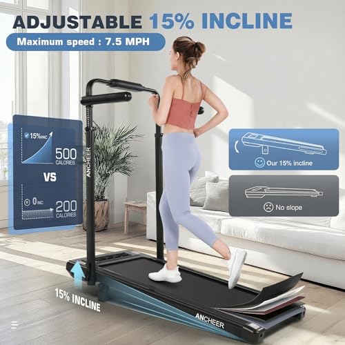 Image of Treadmill with Desk Workstation & Adjustable Height, 450 lbs Weight Capacity, Folding Incline Treadmill with Handle Bar, Portable Ultra-Quiet 3.5HP Walking Pad Treadmill with Desktop for Home Office