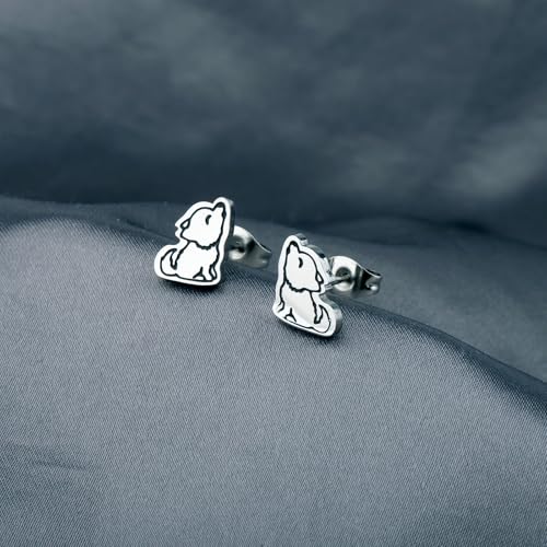 CHOORO Tiny Howling Wolf Earrings Animal Earrings Wolf Jewelry Gift For Her4