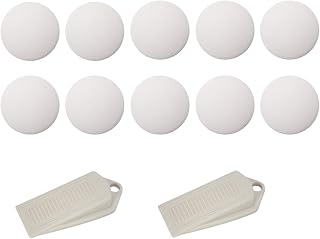 DailyTreasures 10Pcs Door Wall Protectors, 1.6" Door Bumper with 2 Door Stop Wedges-Self Adhesive Door Knob Guard for Protecting Wall, Door Handle, Refrigerator Door, Cabinets(White)