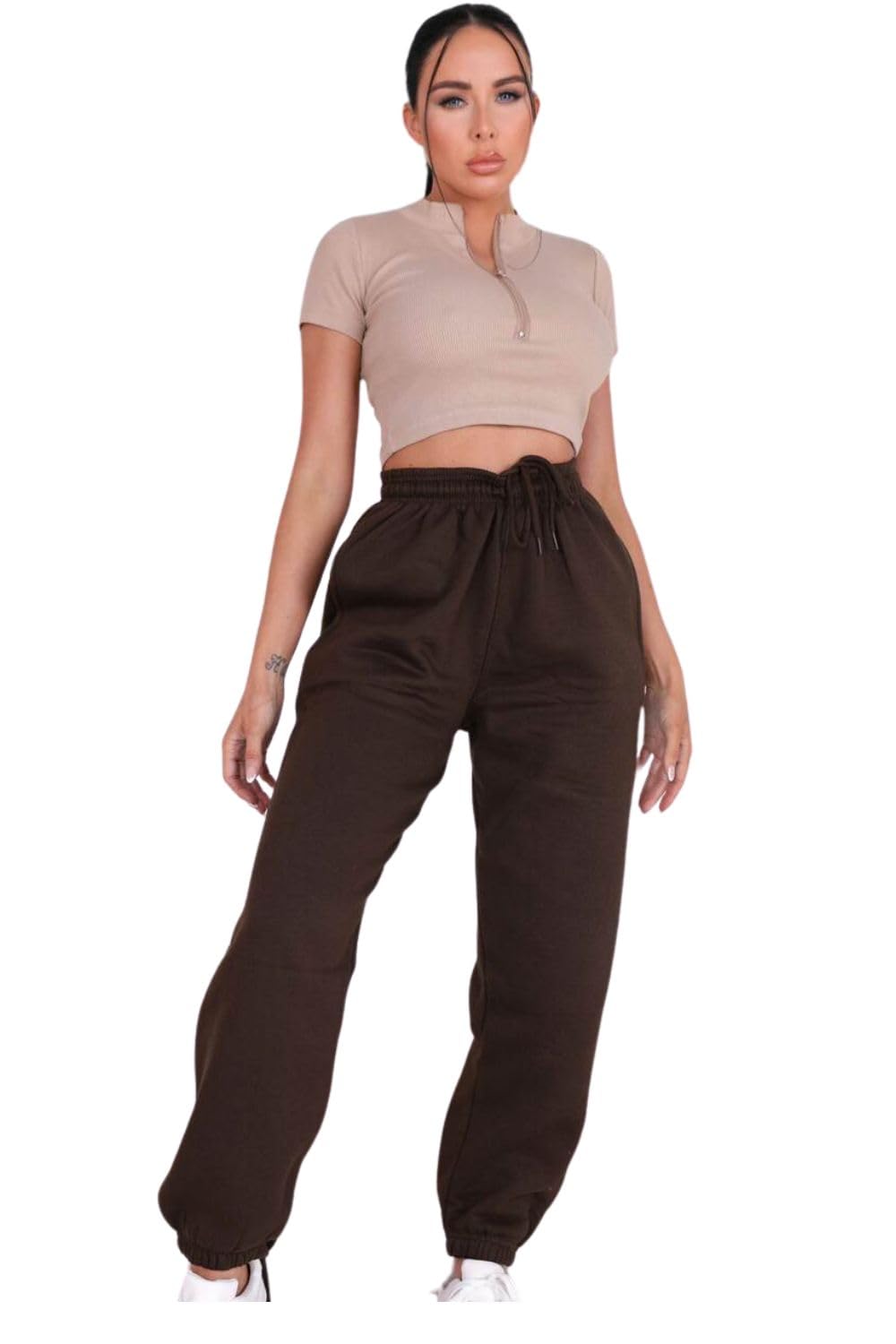 Femme Luxe Women's Chocolate Cuffed Joggers - Lizzie - 10