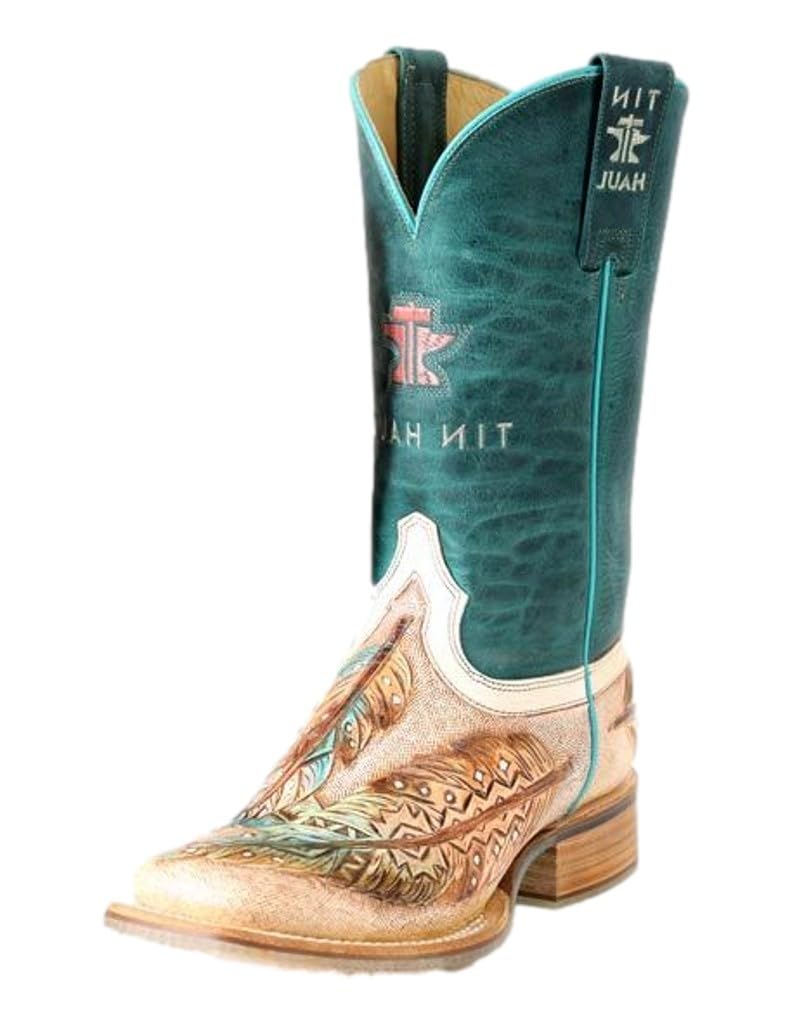 Tin Haul Girls' Birds of A Feather Western Boot Broad Square Toe - 14-021-0007-1541 TA 8 1/2 M US Tan