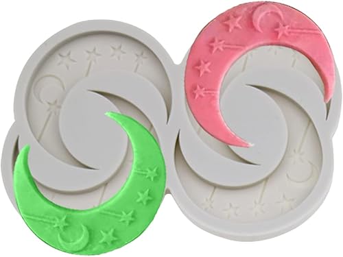 Miniatura 5 de Paquete de 2 moldes de silicona para fondant de luna, molde de jabón para festival de Ramadán, molde de vela de silicona con palabras de fuente