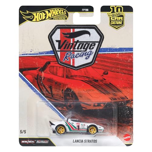 Image of Hot Wheels Premium Car Culture Collectible Toy Car, 1:64 Scale Die-Cast Lancia Stratos, Eurospeed Vehicle with Real Riders Tires