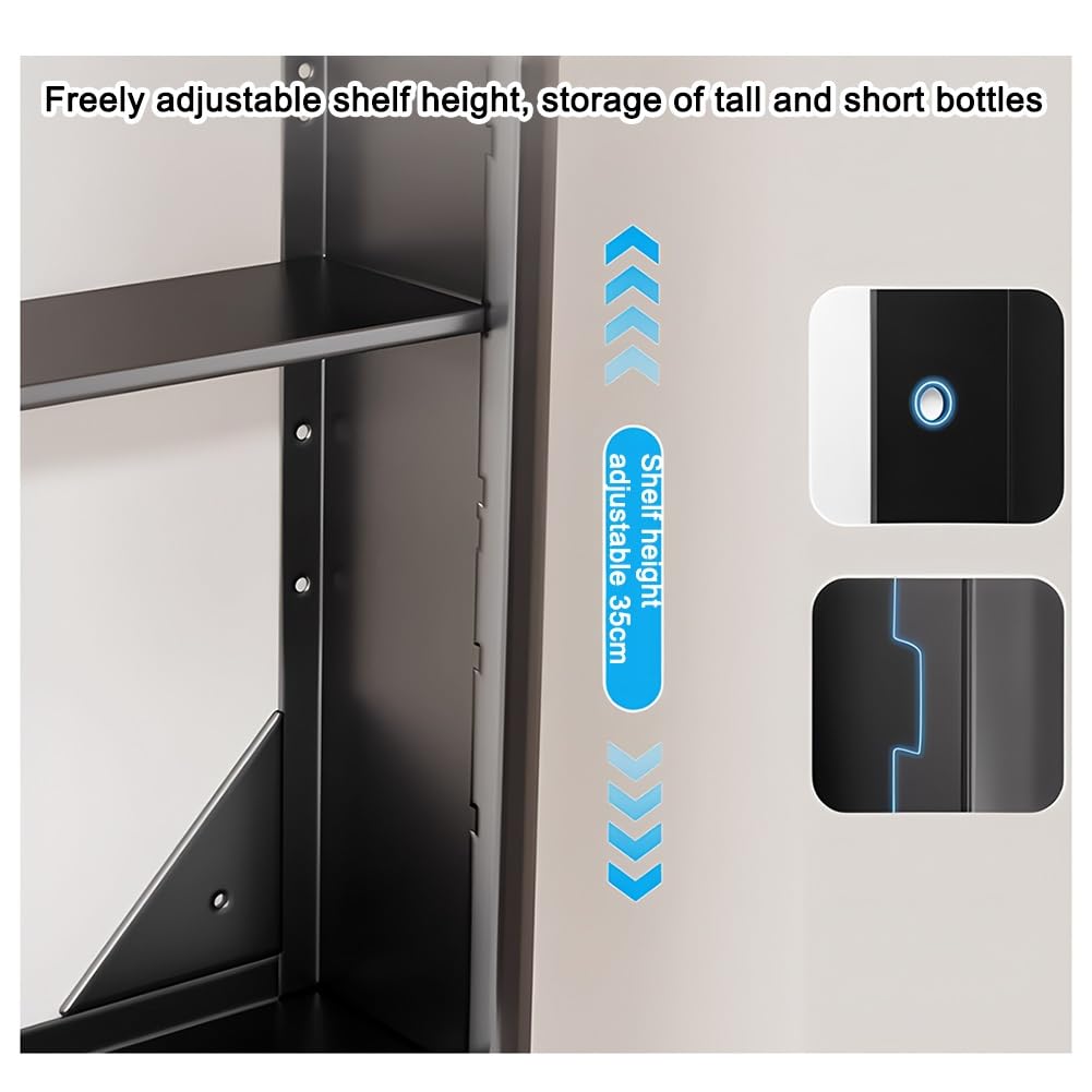 Zfmnoyev Mobiletto Portaoggetti Per Il Bagno, Mobili A Parete Con Ante In Vetro Temperato, Mobili Sospesi Con Ripiani Regolabili, Per Soggiorno Cucina Camera Da Letto