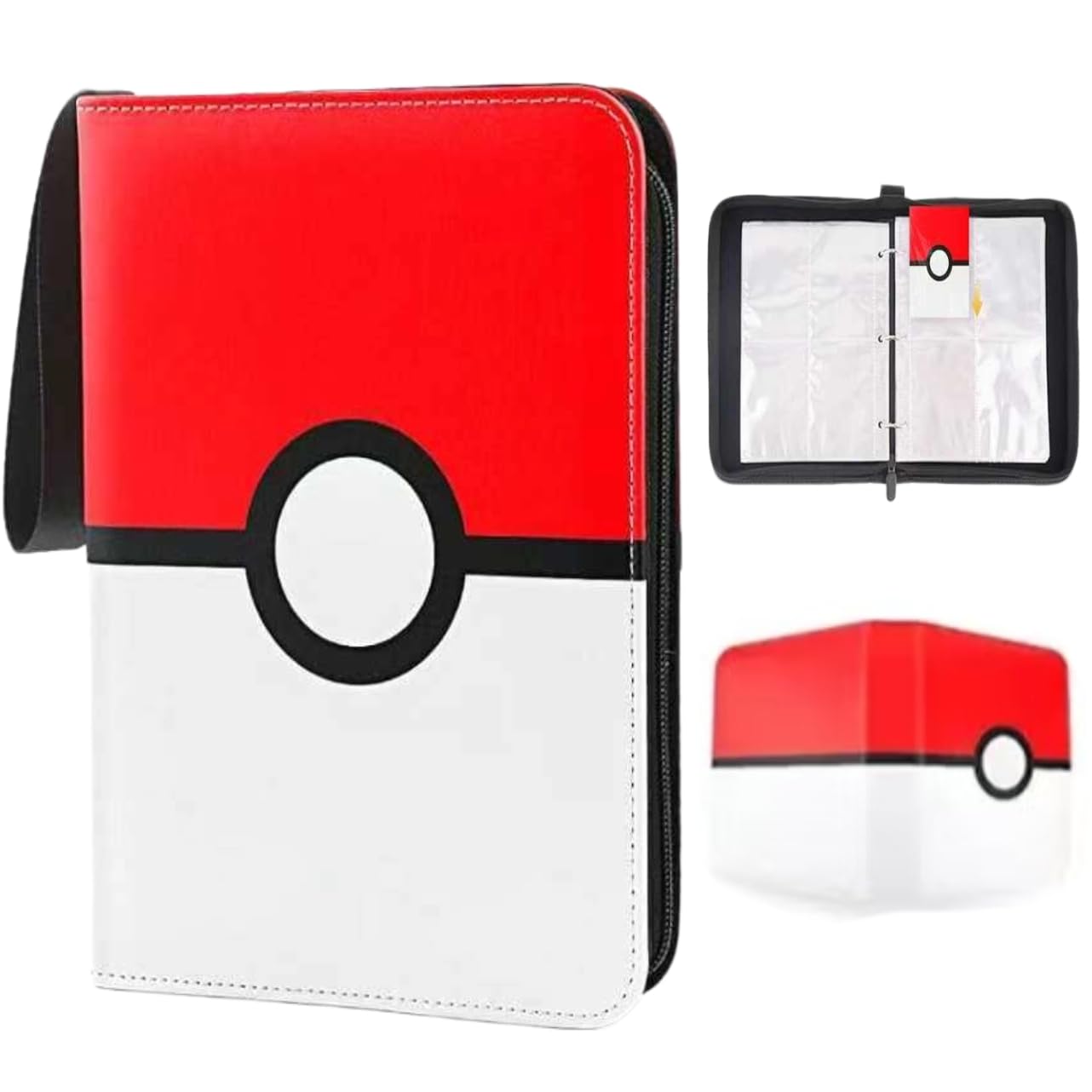 4-Pocket Trading Card Binder Holds 400 Cards - Includes 50 Removable Sleeves Portable Zippered Card Album Protective Game