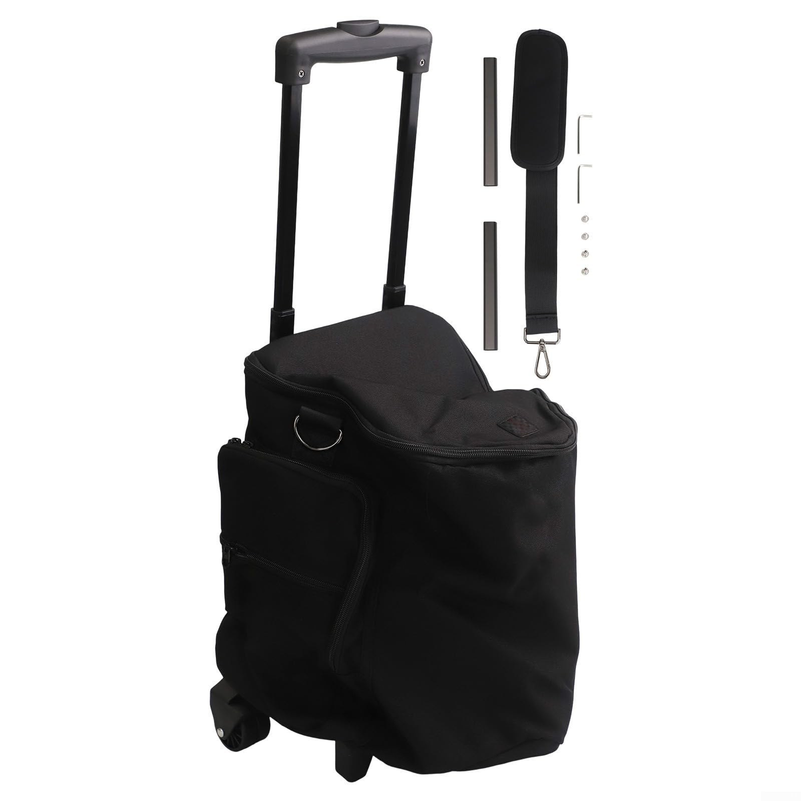 Custodia per altoparlanti in nylon nero per Bose S1 Pro/S1 Pro+, asta retrattile, ruote lisce e scomparti per accessori multitasche, 31 x 27,5 x 45 cm