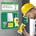 CGOLDENWALL Newly Released Portable Eye Wash Station OSHA Approved Emergency Eye Wash Kit Wall Mounted, Upgraded Bottle Holder&Larger Mirror, 16.9oz Bottles, NO Solution (Green Cap)