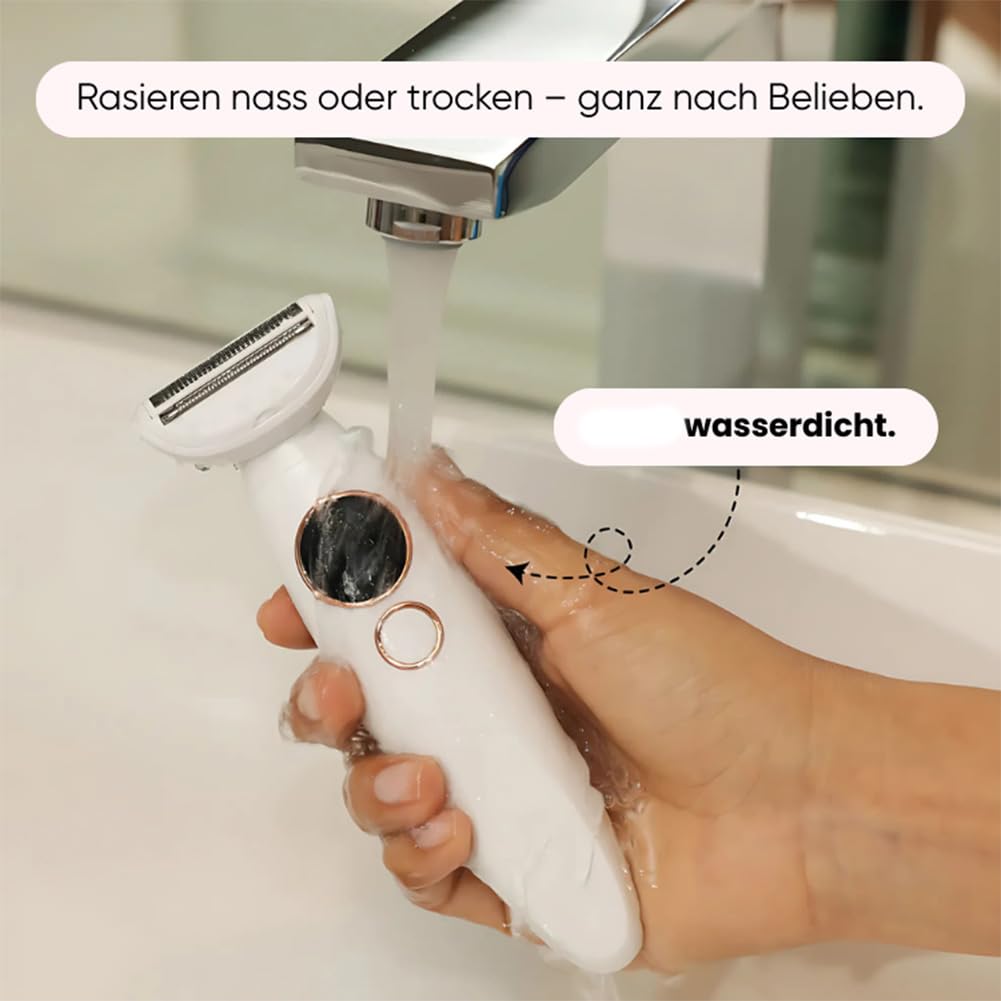 Rasierer Damen, 5-in-1 Damen-Intimtrimmer, Intimrasierer fur Frauen, Wasserdichter Damenrasierer Elektrisch für KöRper, Achseln, Bikini, Augenbrauen und Nase